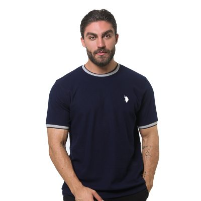 عکس تیشرت مردانه برند یو اس پولو مدل 3101G1 سرمه‌ای