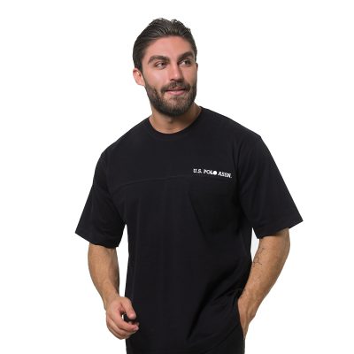 عکس تیشرت سایز بزرگ مردانه برند یو اس پولو مدل 31045G5 مشکی