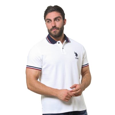عکس پولوشرت مردانه برند یو اس پولو مدل 31246G1 سفید