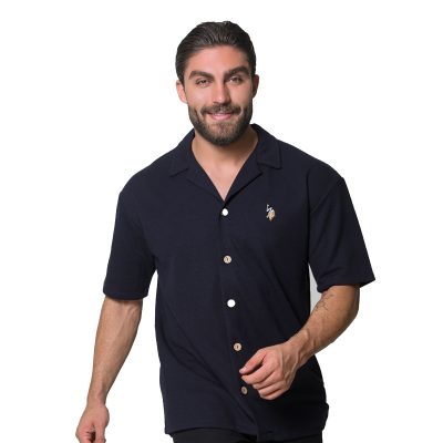 عکس پیراهن مردانه برند یو اس پولو مدل 32146G1 سرمه‌ای