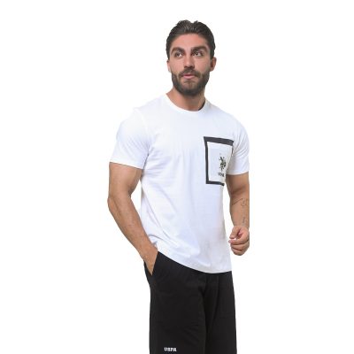 عکس ست تیشرت شلوارک مردانه برند یو اس پولو مدل 33746G3 شلوارک مشکی تیشرت سفید